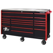 Extreme Tools EXQ Professional Triple Bank Roller Cabinet, 17-Drawers, 72" W x 30" D x 47" H EX7217RCQBKRD